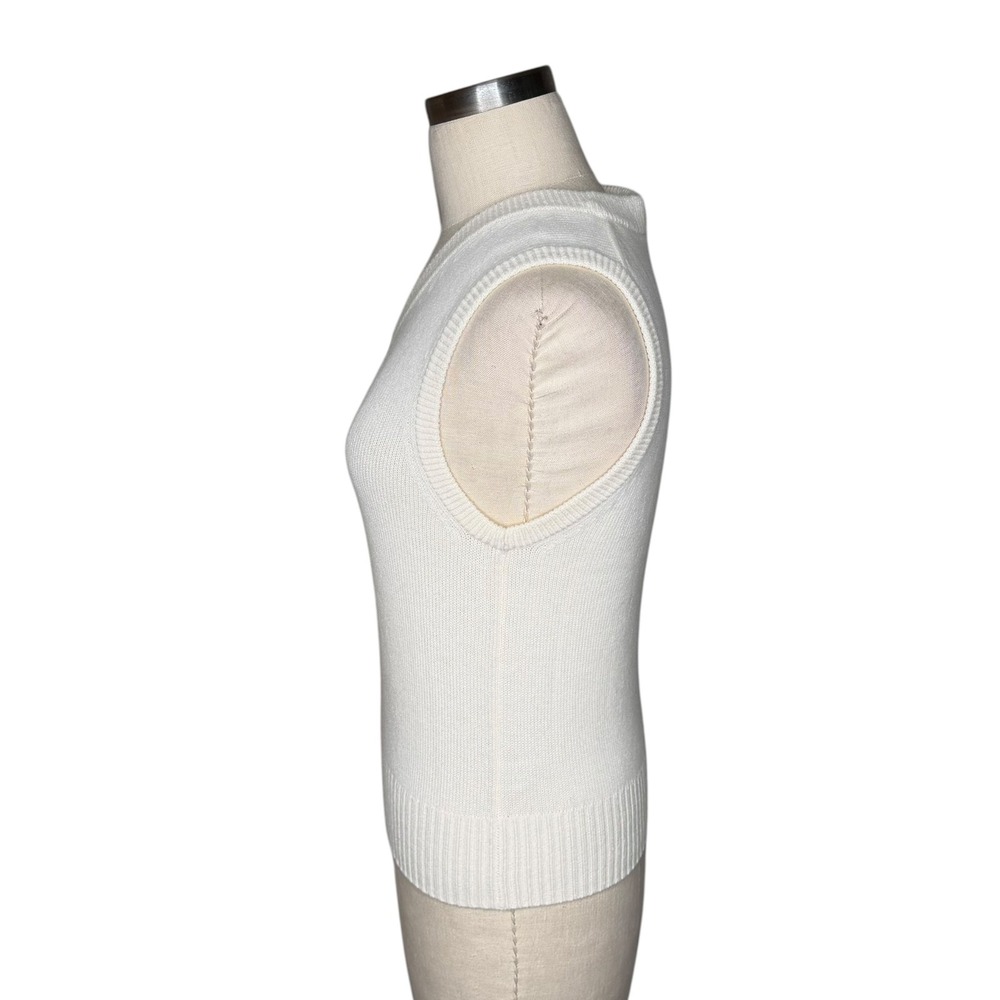 BUCK MASON Sweater Vest Cream White 100% Cashmere V-Neck Women's Size Small Lux - Picture 2 of 7